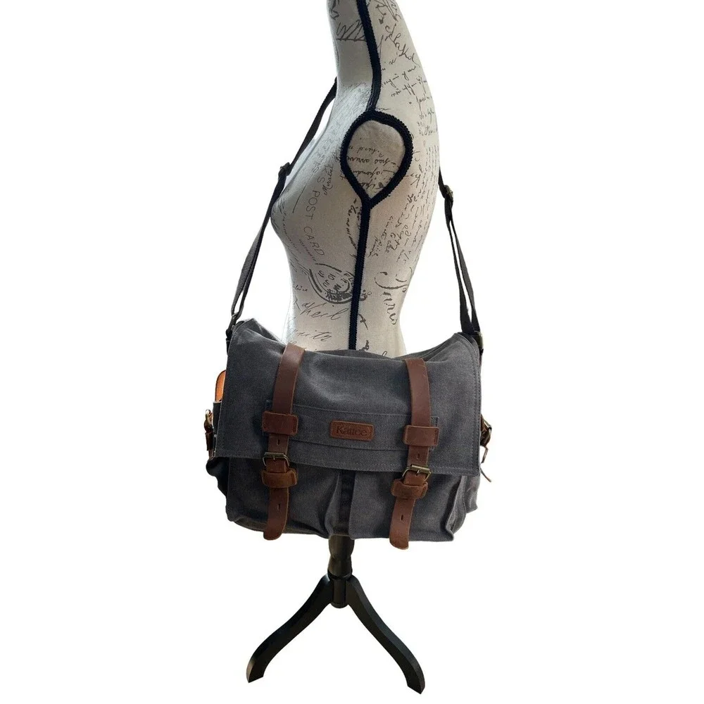 Gray and Brown Laptop Bag